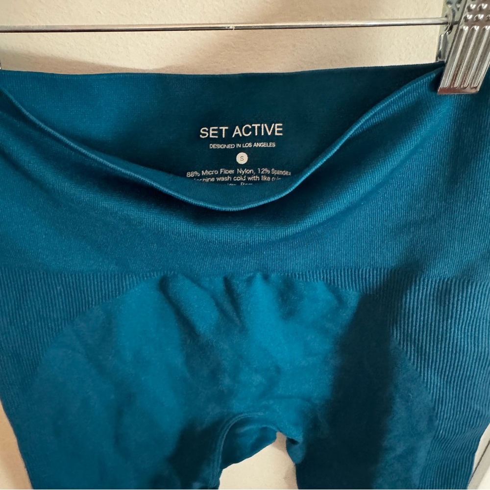 SET ACTIVE vibrant teal / blue sculpt active high rise leggings - Picture 4 of 5